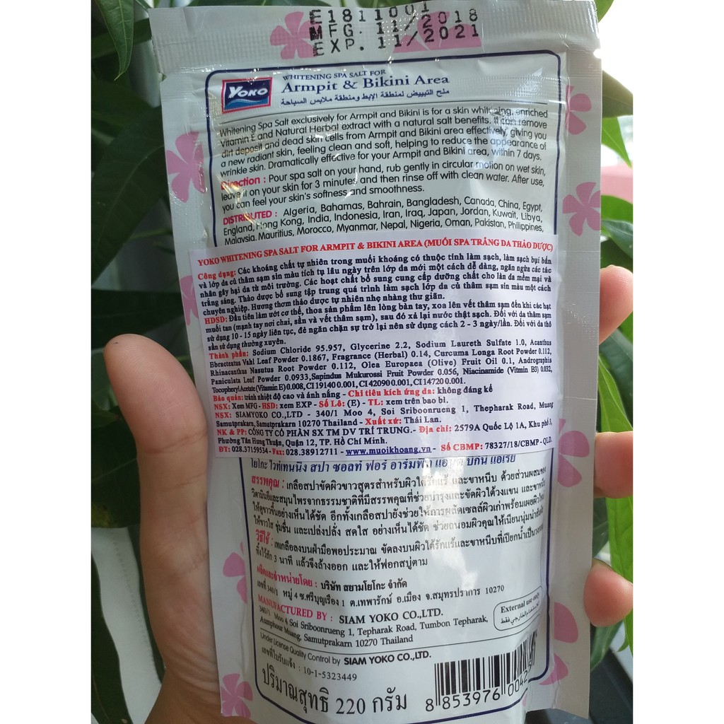 Muối tắm Yoko spa milk salt tẩy tế bào chết ngừa thâm dưỡng trắng nách, bikini Thái Lan 220g CHÍNH HÃNG - ÂU CHÂU SHOP