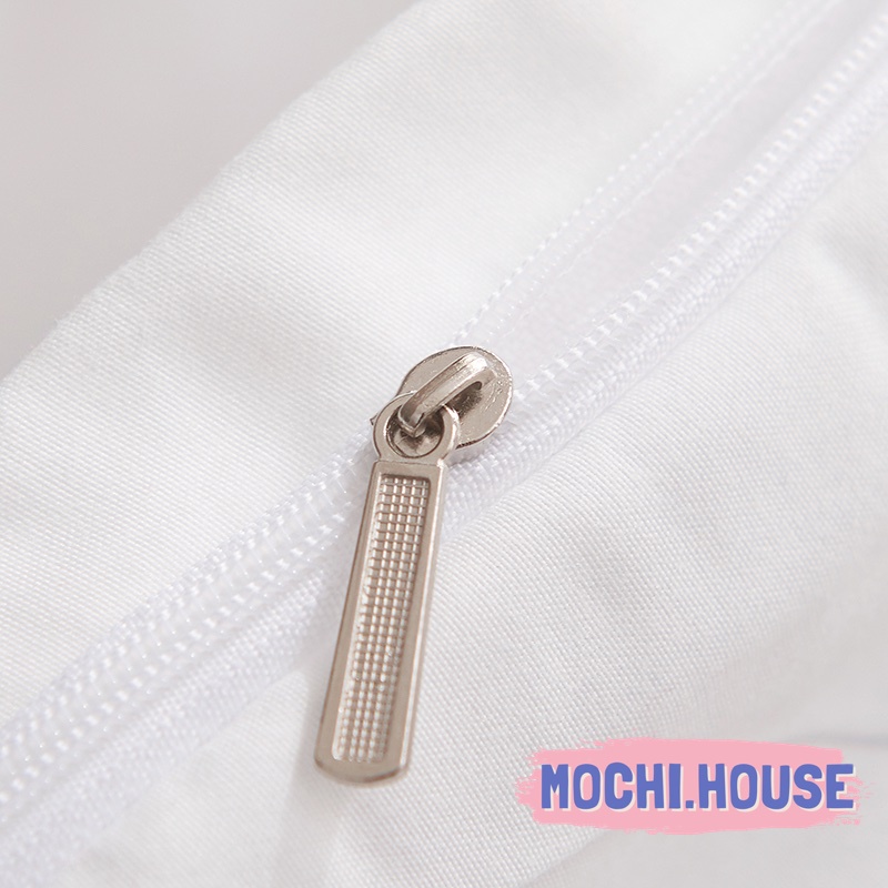 BỘ CHĂN GA GỐI COTTON HÀN QUỐC TICI VẢI MỊN MÁT MÀU TRẮNG TINH