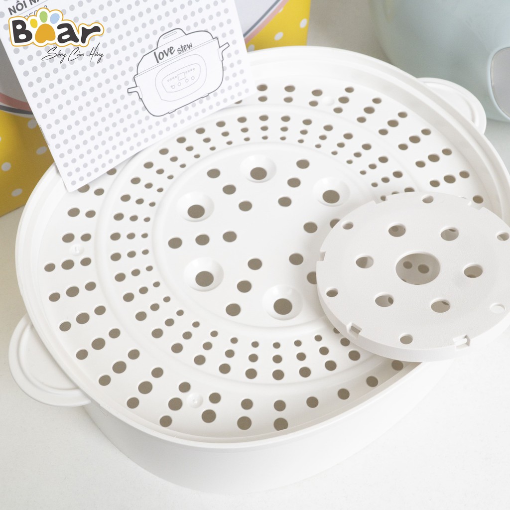 Nồi nấu chậm 2.5L Bear SUBE003, nấu cháo, đồ ăn dặm an toàn tiện dụng cho trẻ em