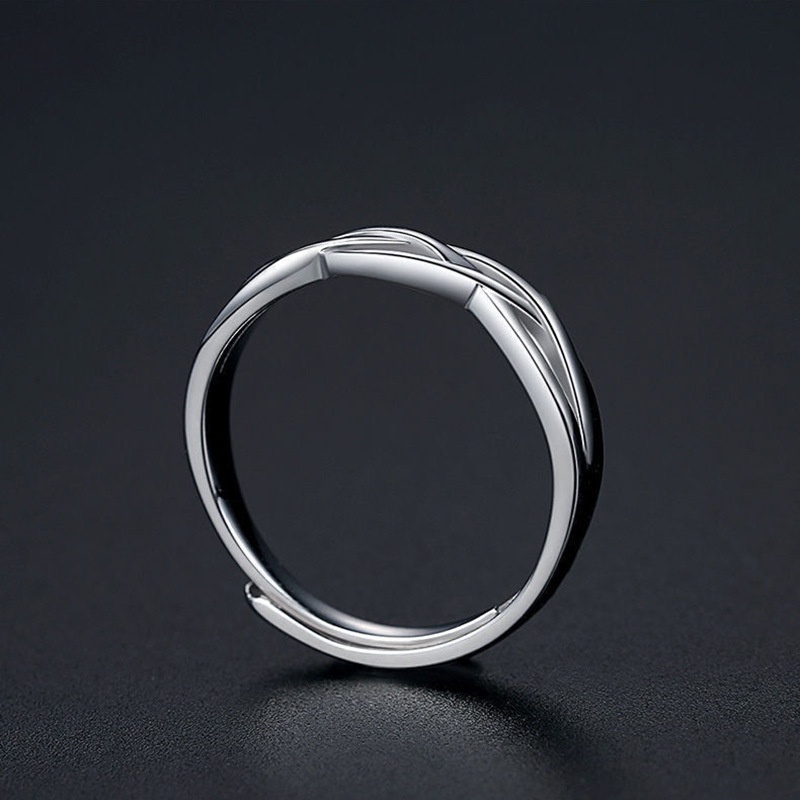 Nhẫn nam nữ tròn Kuu Clothes màu bạc thời trang chất Titan đẹp đơn giản không gỉ - Nhẫn Sóng