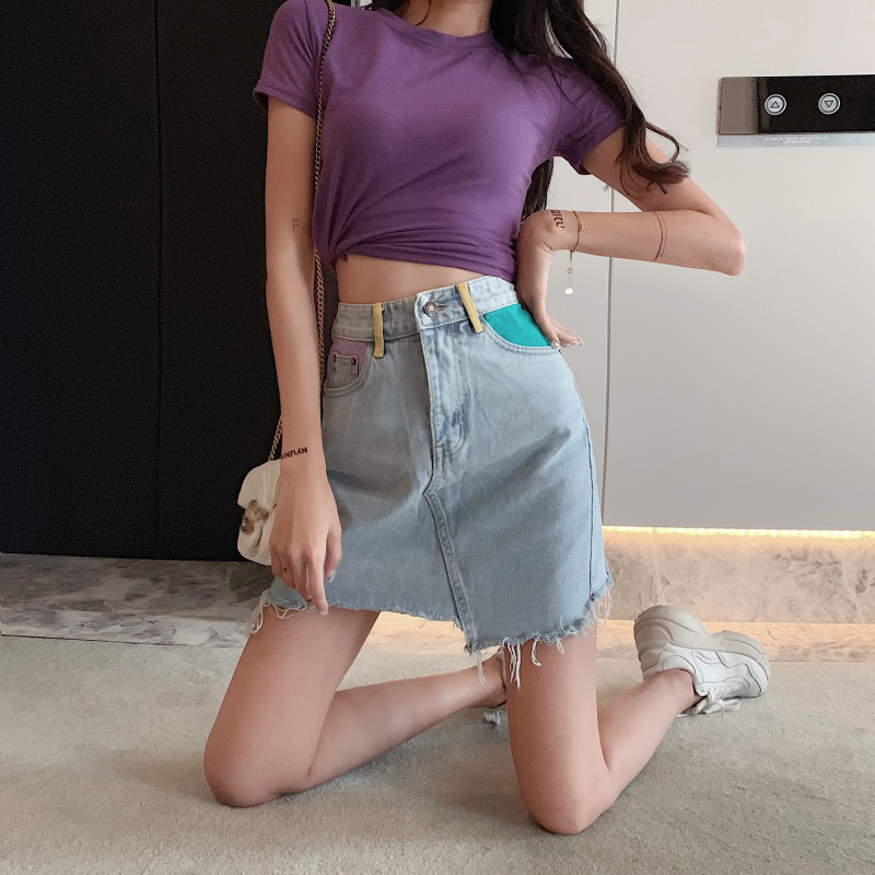 Chân Váy Jeans Lưng Cao Quyến Rũ Cho Nữ