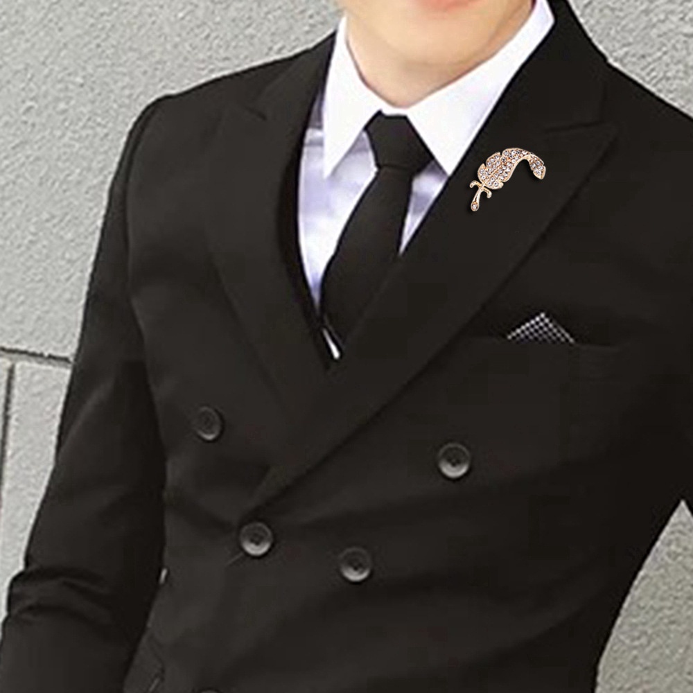 Trâm cài áo EFAN hình lông vũ đính đá phong cách thời trang Hàn Quốc