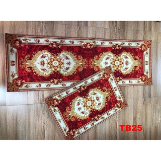 Thảm nhà bếp bộ 2 tấm nỉ nhung lì cao cấp in 3D sang trọng chống trơn trượt, phong cách Hàn Quốc