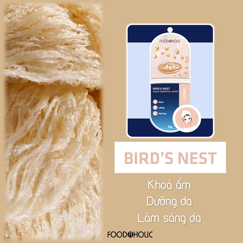 Combo 10 Mặt nạ dưỡng chất tổ yến dưỡng da toàn diện Foodaholic Bird’s Nest Aqua Essential Mask 23g x10