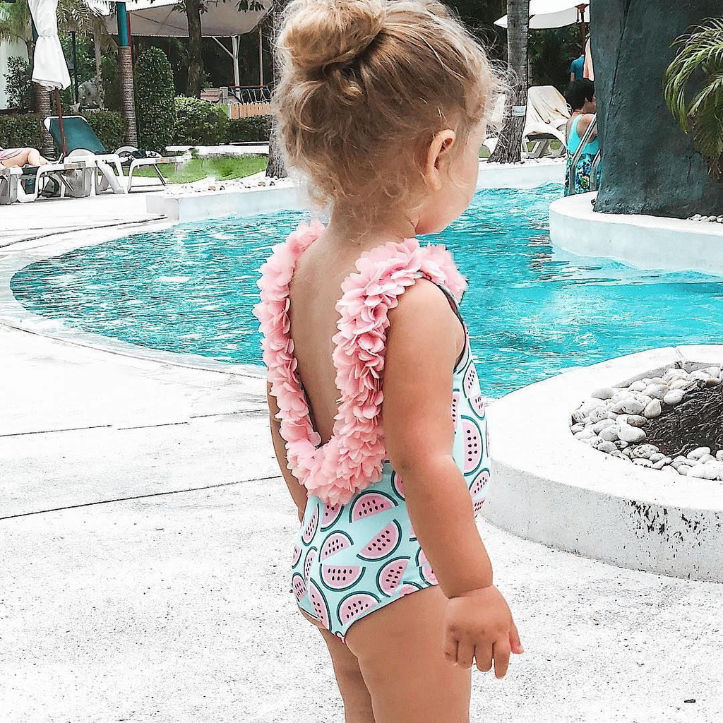 Bộ đồ bơi bikini NNJXD tay bèo cho bé gái 0-5 tuổi
