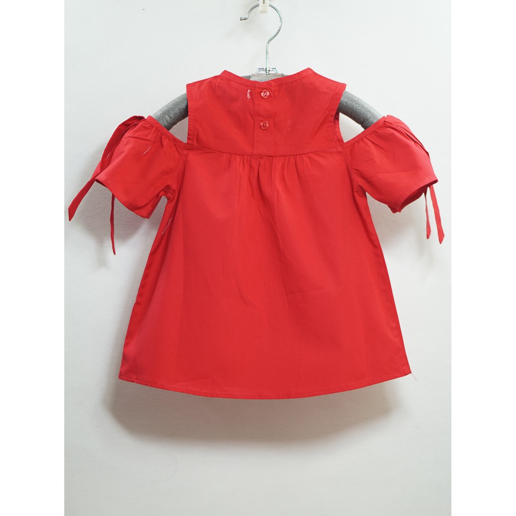 Áo xô bé gái rớt vai thêu hoa mùa hè