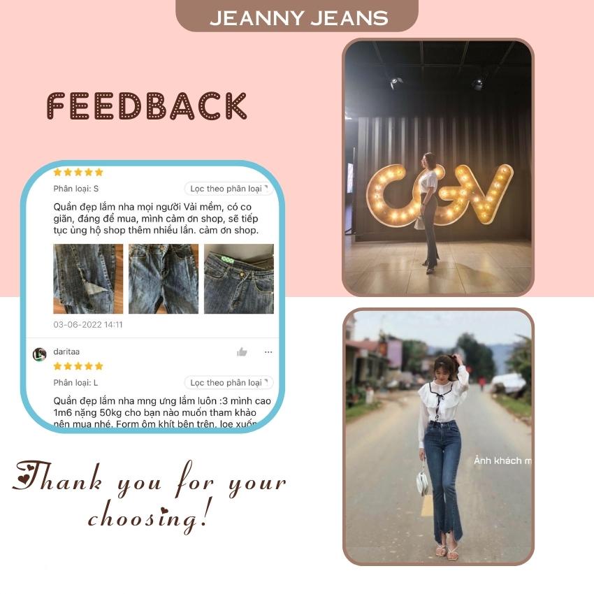 Quần bò ống loe Jeanny Jeans nữ xẻ gấu hack dáng quần bò nữ cạp cao siêu hot chất dày đẹp 849