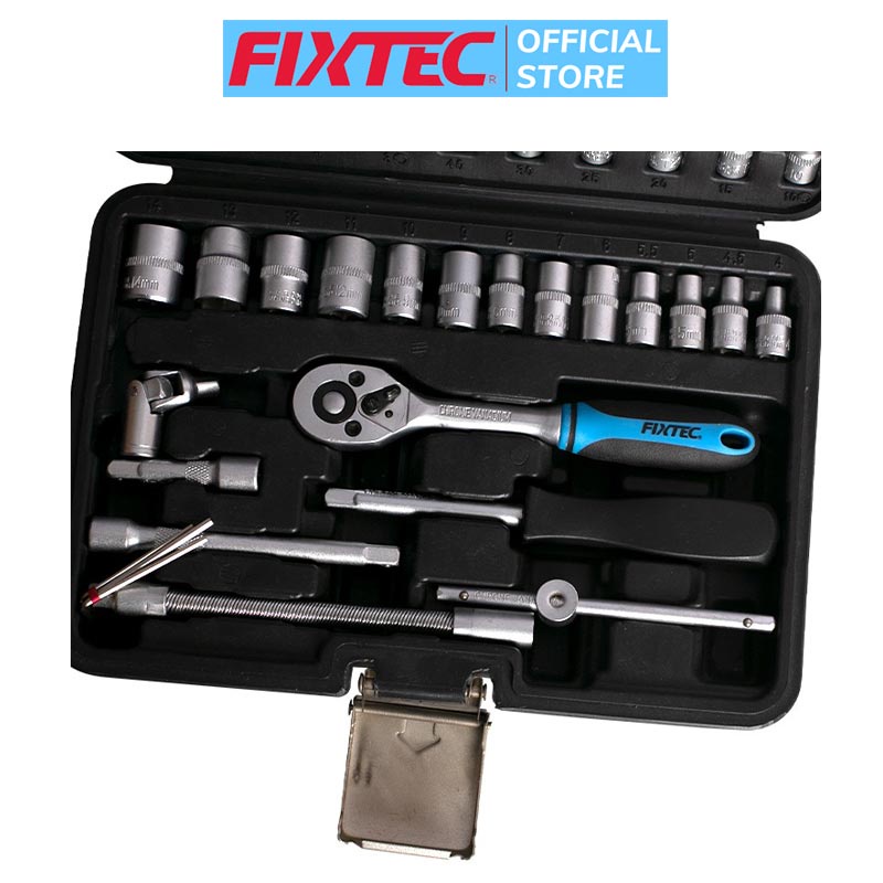 Bộ Dụng Cụ sửa chữa đa năng cao cấp Fixtec FHST2046, cờ lê ratchet mở Bu Lông Ốc Víta 46 Chi Tiết, chất liệu hợp kim