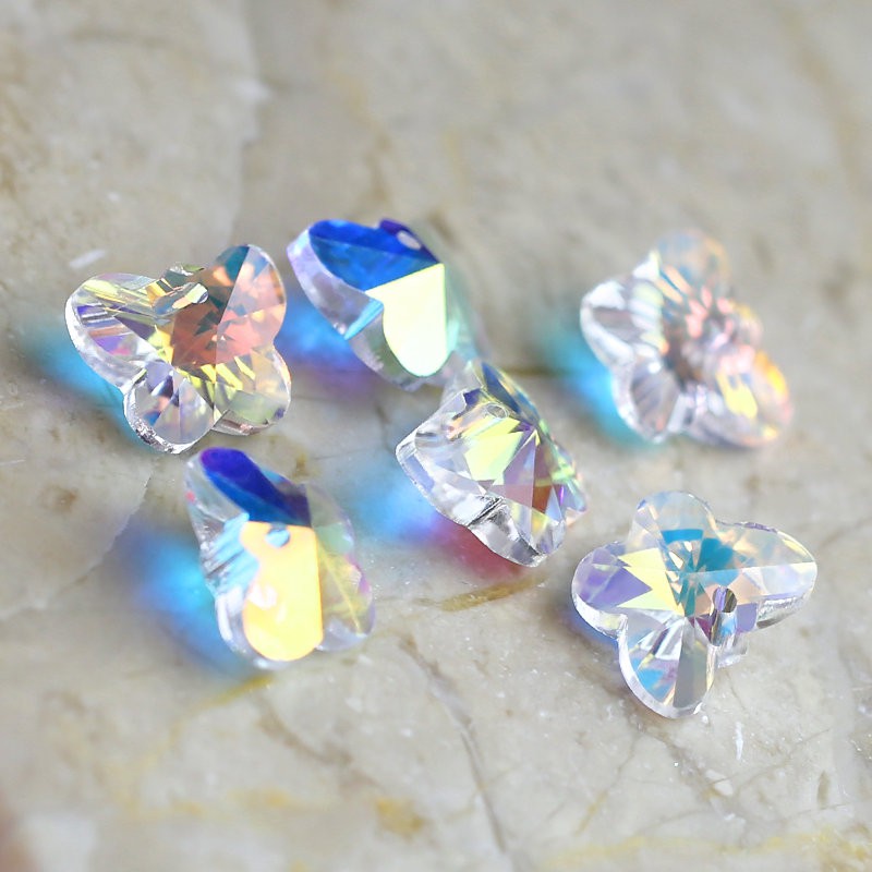 Set 10 Hạt Pha Lê Hình Bướm 14mm Dùng Làm Trang Sức diy