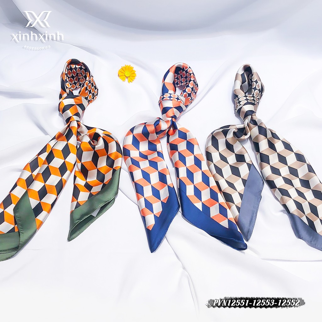 Khăn Lụa Khăn Turban Khăn Thắt Túi Khăn Thắt Áo Bằng Lụa Vuông Size 70*70