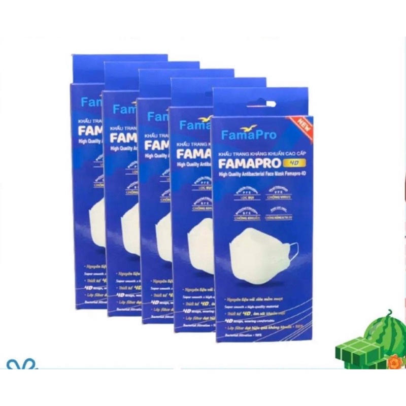 HỘP-10 CÁI] Khẩu trang y tế cao cấp kháng khuẩn 3 lớp Famapro 4D