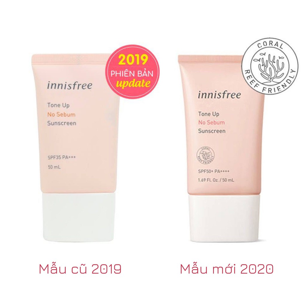 Kem Chống Nắng Kiềm Dầu Và Nâng Tông Da Innisfree Tone Up No Sebum Sunscreen SPF 50+ PA+++ (Mẫu mới 2020)