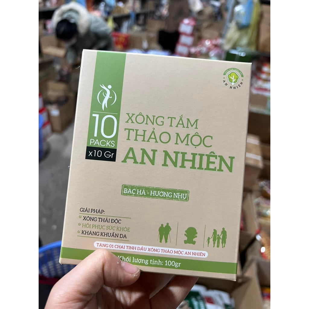 Hộp 10 túi Xông tắm thảo mộc AN NHIÊN 100gr tăng đề kháng, giảm mệt mỏi