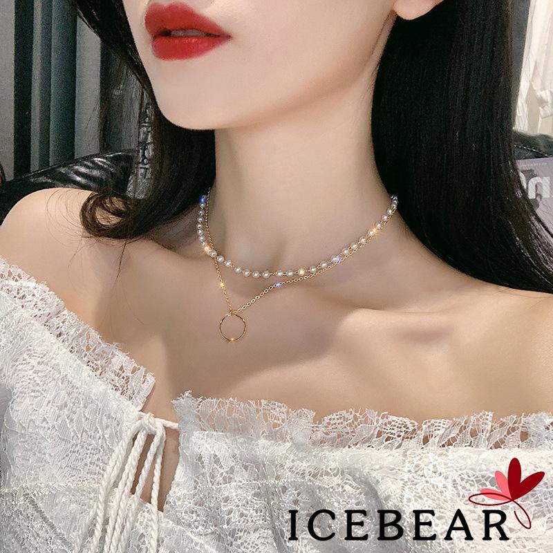 Vòng cổ Hai Lớp Đính Ngọc Trai Giả Thời Trang Dành Cho Nữ