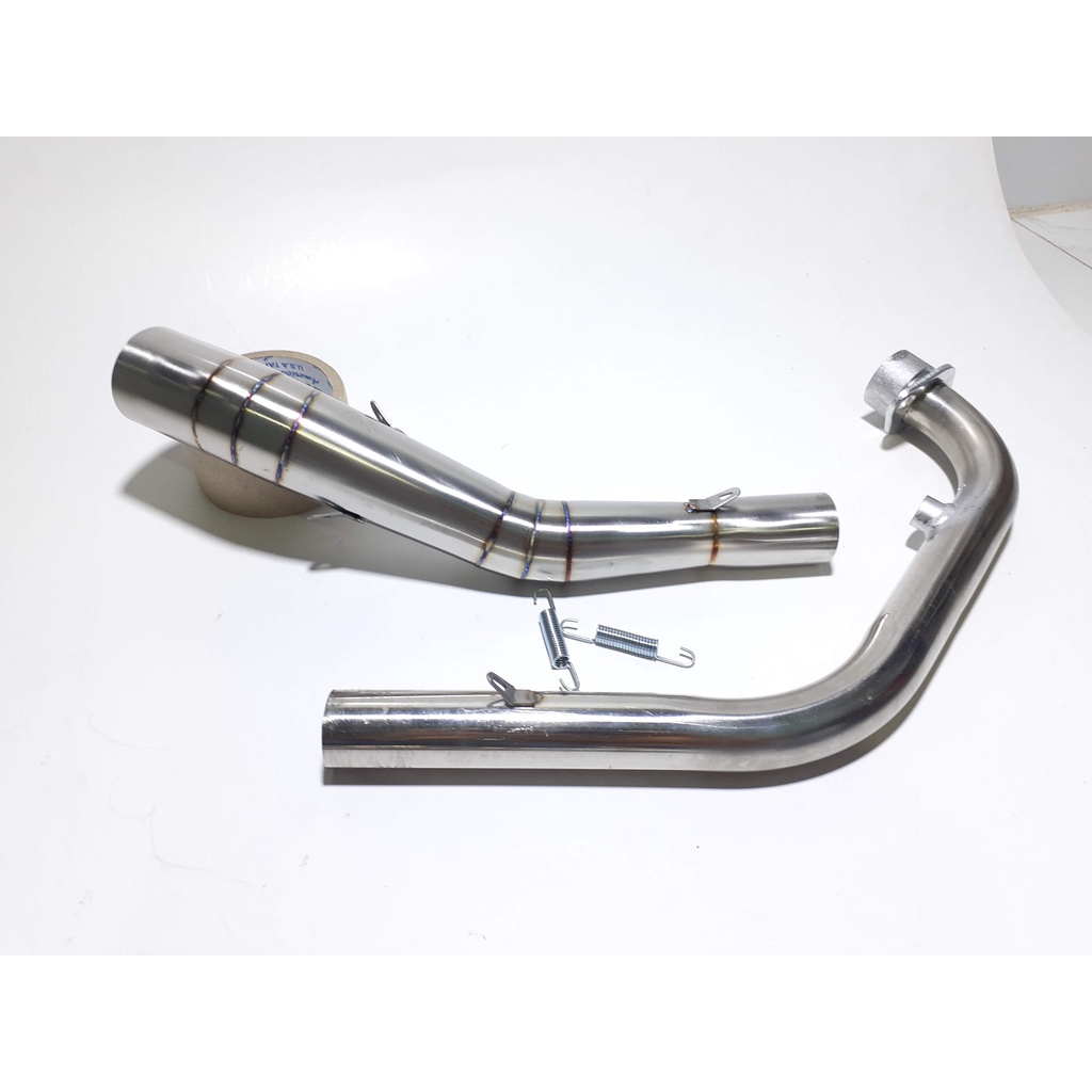 Cổ pô cong 2 khúc inox 304 gắn lon pô độ cho nhiều loại xe