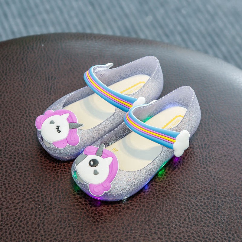 (Hot Sale)-Unicorn LED Flash Girl's Jelly Shoes