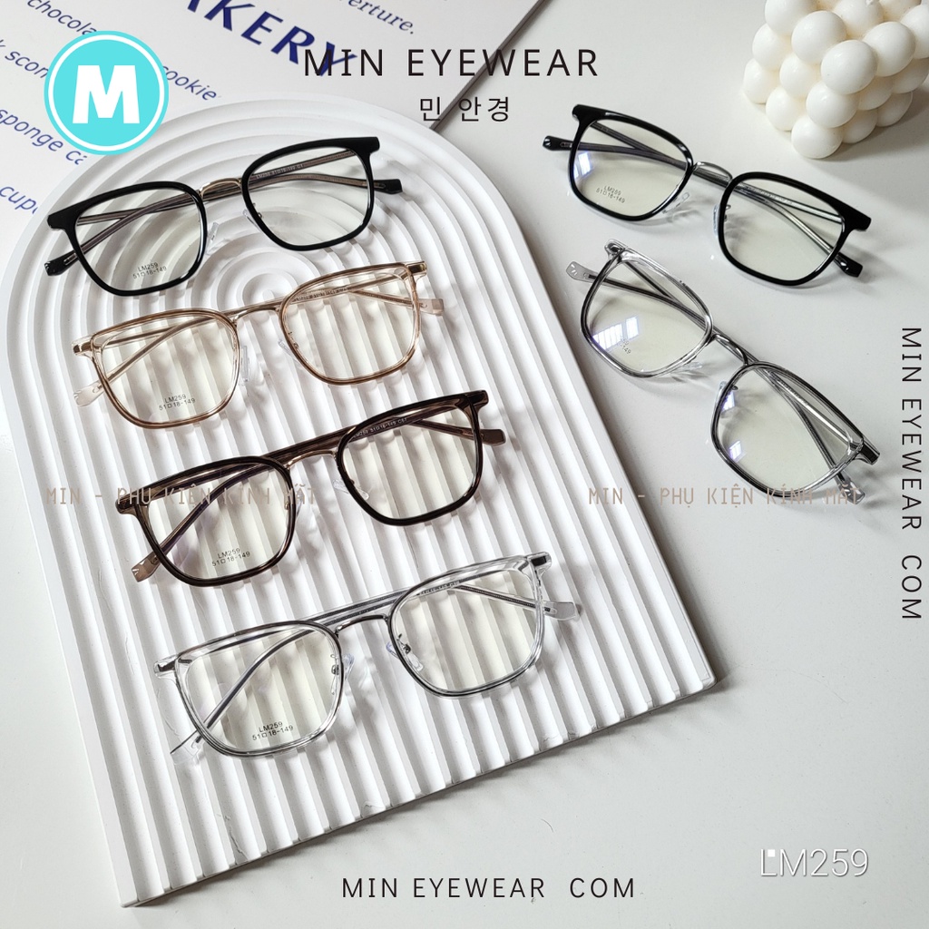 Gọng Kính Giả Cận Tròng Chống Ánh Sáng Xanh LM259- MinGlasses
