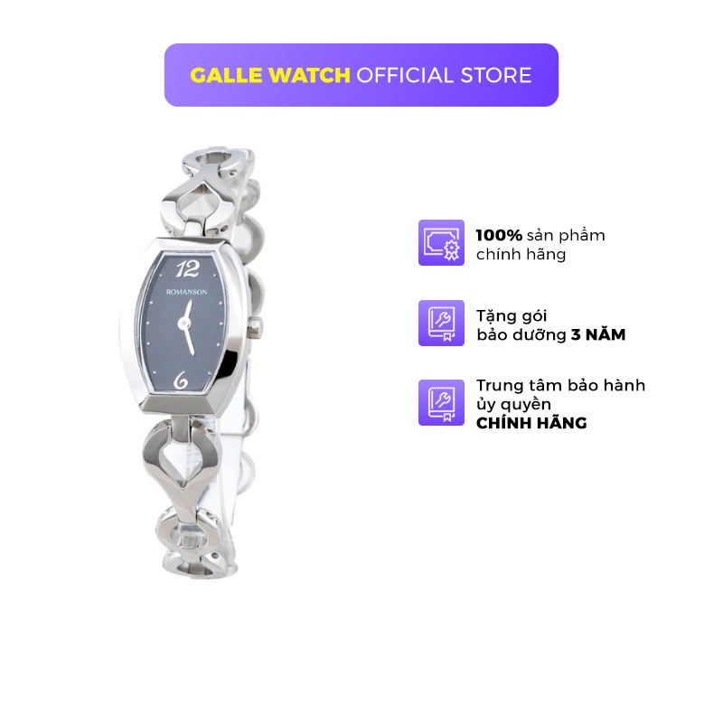 Đồng hồ Romanson Watch RM9238LWBK nữ máy Thụy Sĩ mặt nhỏ đính đá kính chống xước dây thép cao cấp chính hãng