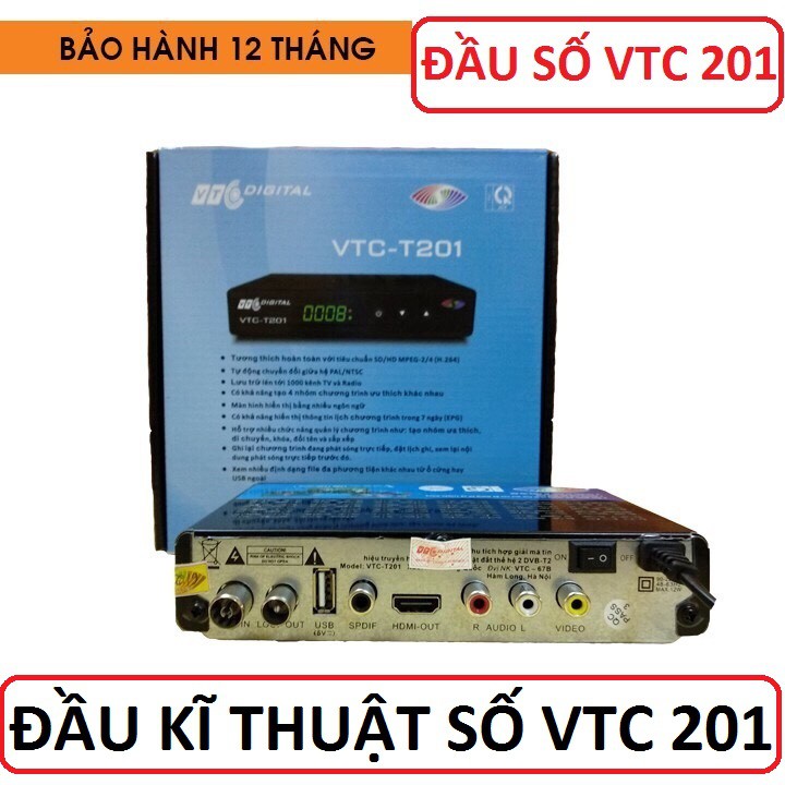 Đầu thu kỹ thuật số DVB - T2 VTC 201, xem truyền hình hơn 60 kênh, bảo hành 1 tháng