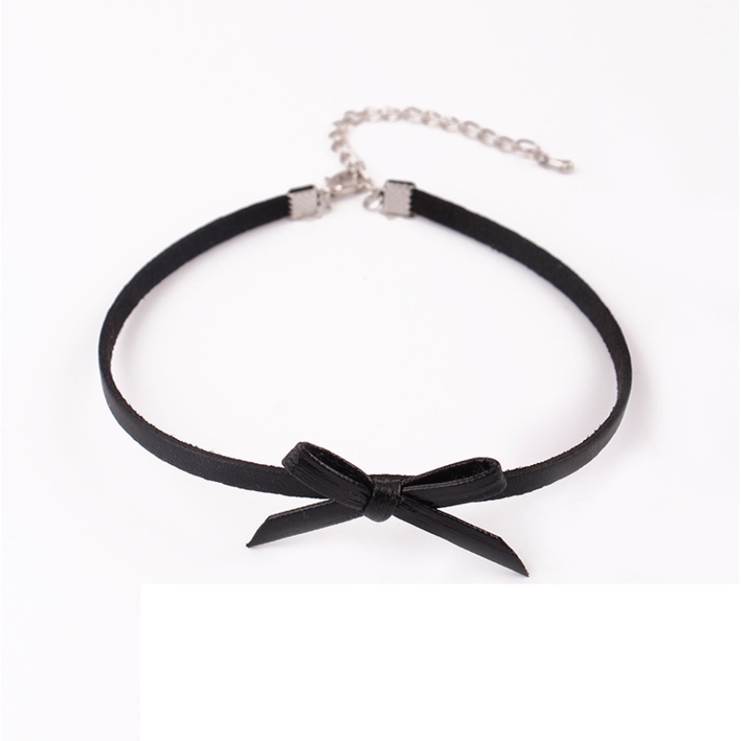 Vòng cổ nữ choker nơ da xinh xắn