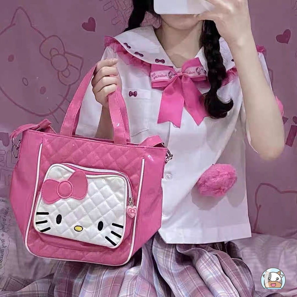 Túi Đeo Chéo Da pu Hình hello kitty Phong Cách Hàn Quốc Đa Năng Cho Nữ