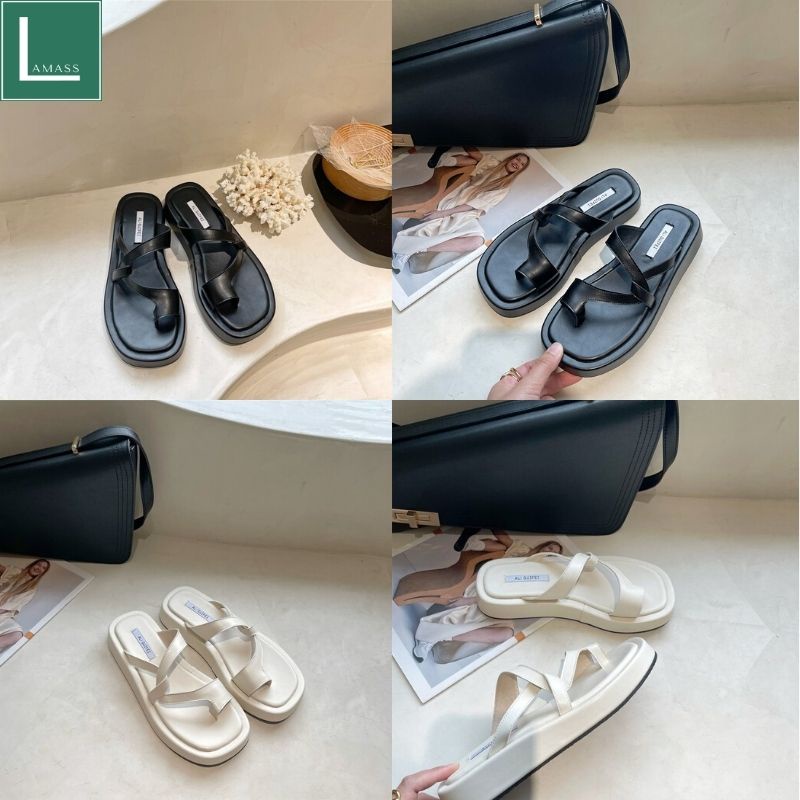 Dép xỏ ngón đế bằng kiểu dáng thời trang phong cách ulzzang cá tính dành cho nữ, dép lê nữ form chuẩn - LAMASS