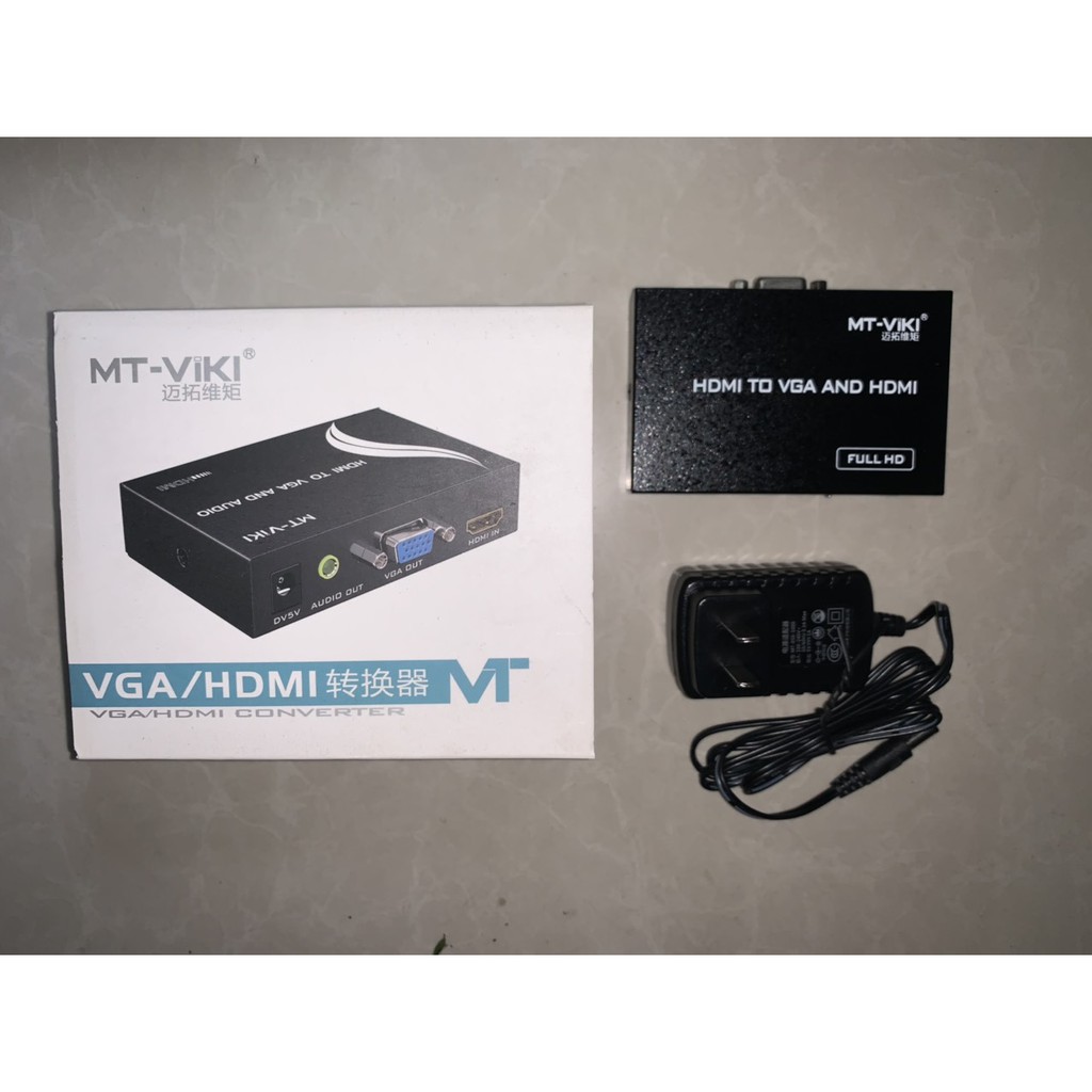 Hộp chuyển VGA -&gt; HDMI VIKI MT VH 02, Hộp chuyển tín hiệu từ máy tính cổng VGA sang màn hình cổng HDMI
