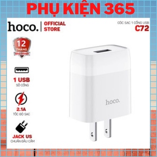 Cốc sạc nhanh hoco c72 5v/2.1a/ 1 cổng ra-hàng chính hãng