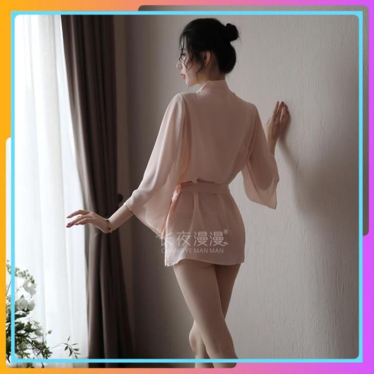 Áo Choàng Đi Biển Kiểu Dáng Kimono Kèm Đai Thắt Eo Chất Voan Cát Xuyên Thấu, Áo Choàng Ngủ Sexy Cosplay - ACVT005 | BigBuy360 - bigbuy360.vn
