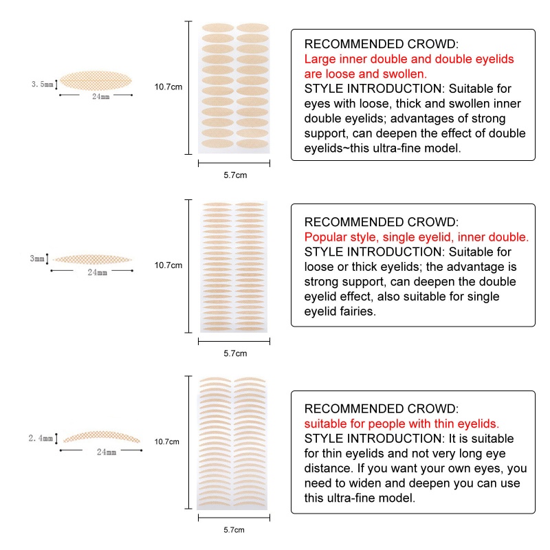 Whi Bộ Miếng Dán Kích Mí Vô Hình Cho Saggy Hood Droopy Uneven Mon