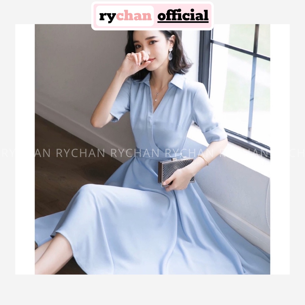 [ẢNH THẬT CUỐI] Đầm Xòe Công Sở Đắp Chéo Buộc Eo - DX538