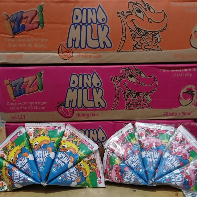 Sữa izzi Dino milk hộp chéo 40 hộp x 90ml.