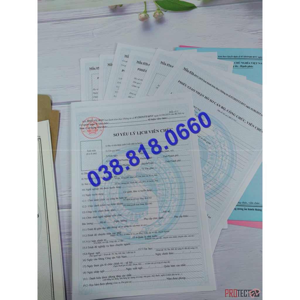 HỒ SƠ CÁN BỘ CÔNG CHỨC - VIÊN CHỨC ( Mẫu chuẩn, mới nhất ) ban hành theo thông tư số 07/2019/TT-BNV ngày 01/06/2019