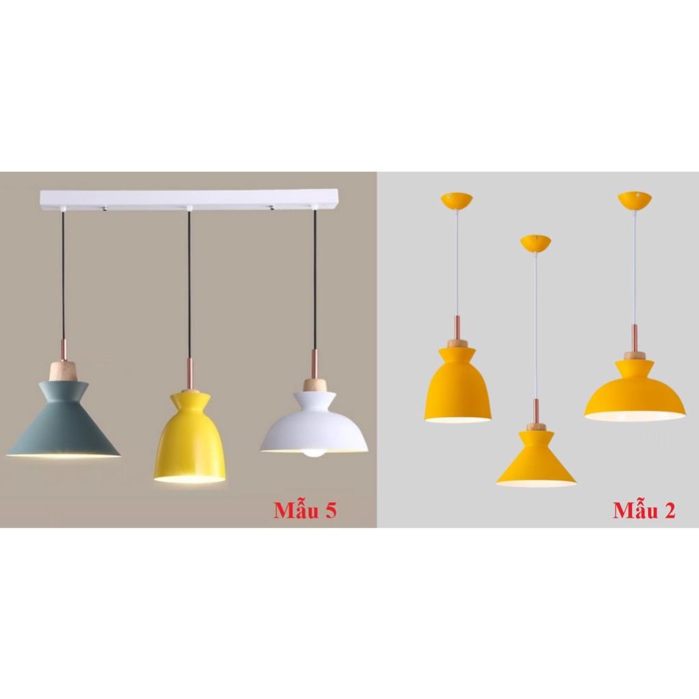Bộ Đèn Thả Trang Trí Chao Nhôm Đuôi Gỗ Thiết Kế Sang Trọng, Mẫu Đèn Thả Bàn Ăn Đẹp
