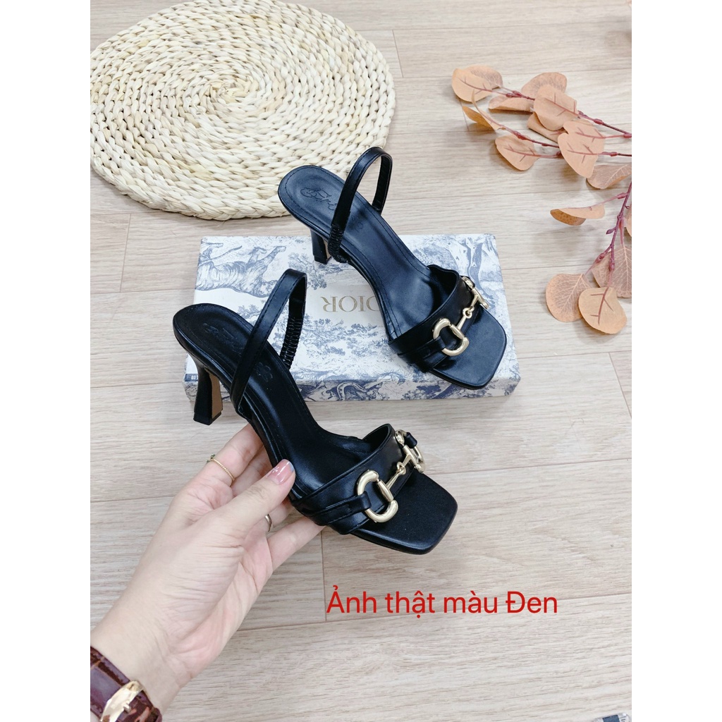 XẢ KHO  Sandal nữ quai xích chun sau gót cao 7 phân