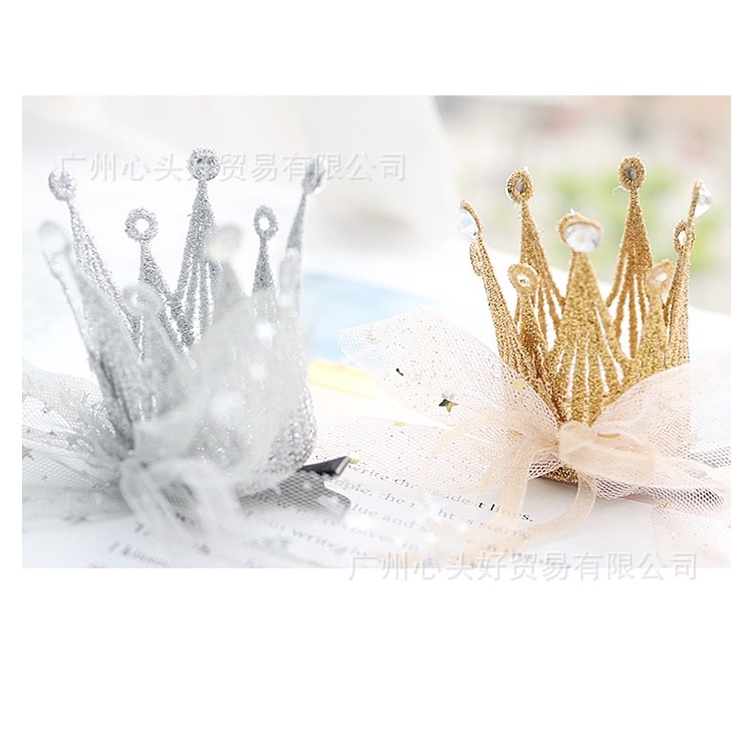 Kẹp tóc vương miện sinh nhật lấp lánh cho bé