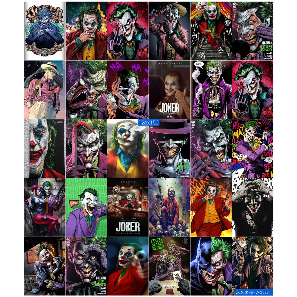 Combo Set 50 tờ Decal dán tường trang trí khổ A4,A5 - JOCKER