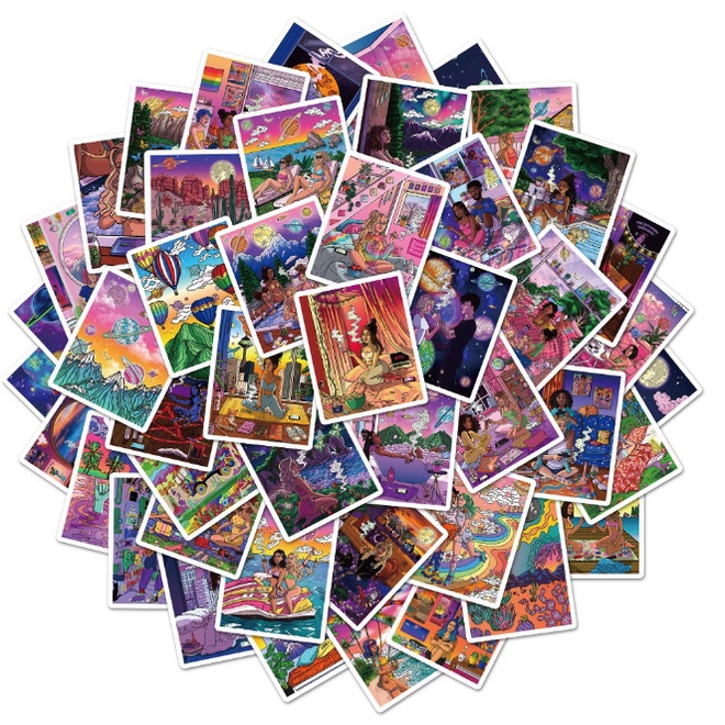 Combo Sticker CÁ TÍNH nhựa PVC không thấm nước, dán nón bảo hiểm, laptop, điện thoại, Vali, xe