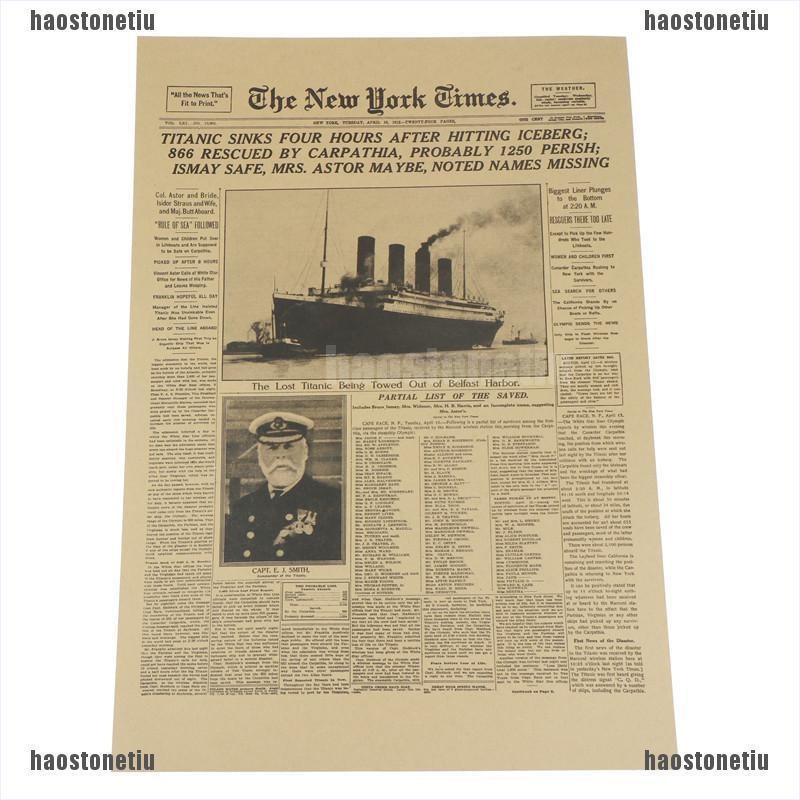 (tiu) Poster Giấy kraft Treo Tường Quầy bar Lịch Sử Cổ Điển new york times