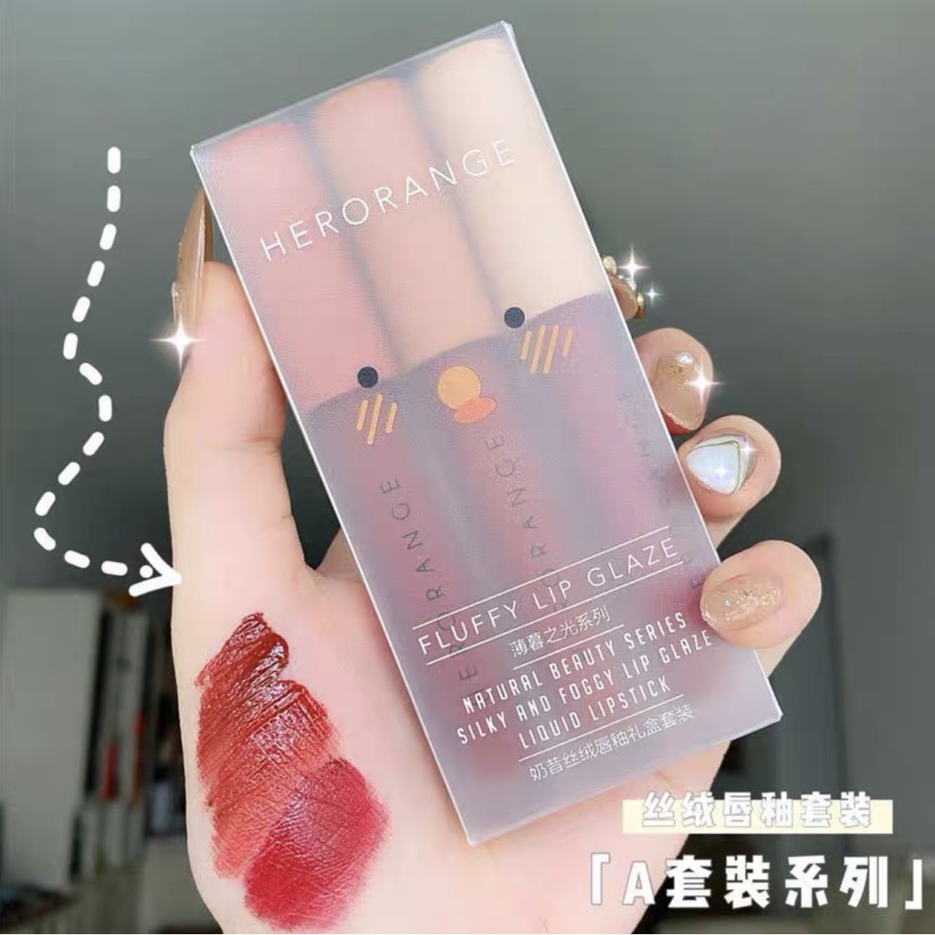 [HER ORANGE] Set 3 son kem Her Orange Fluffy Lip Glaze | Thế Giới Skin Care