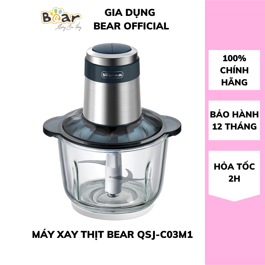 Máy xay thịt mini Bear, máy xay thực phẩm, tỏi ớt, công suất lớn QSJ-C03M1- BH 12 tháng - HAPOS