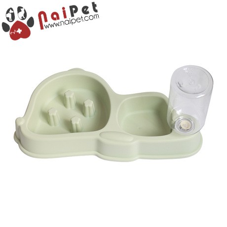 Bát Đôi Chống Ăn Nhanh Và Gắn Bình Cấp Nước Tự Động Fox Shape Dog Bowl BAU022