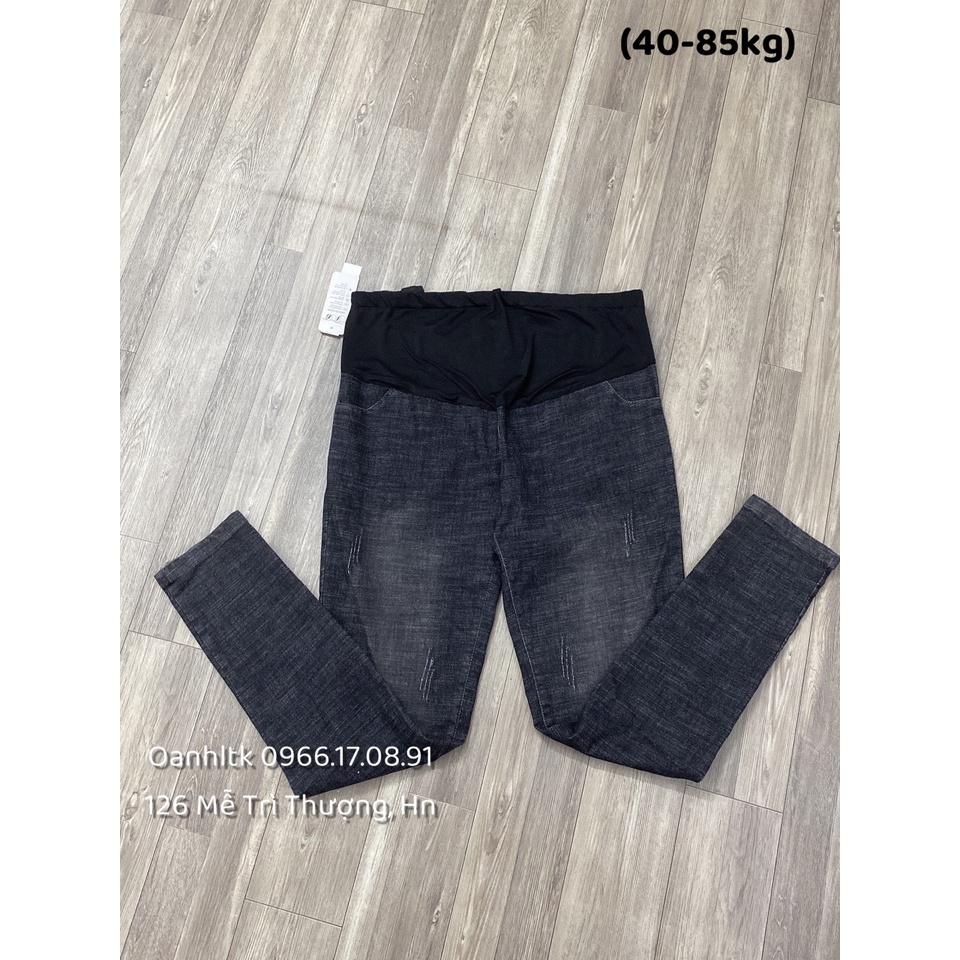 Quần bầu jean ôm chân co giãn - Quần bầu bò đáp bụng thời trang(40-83kg)