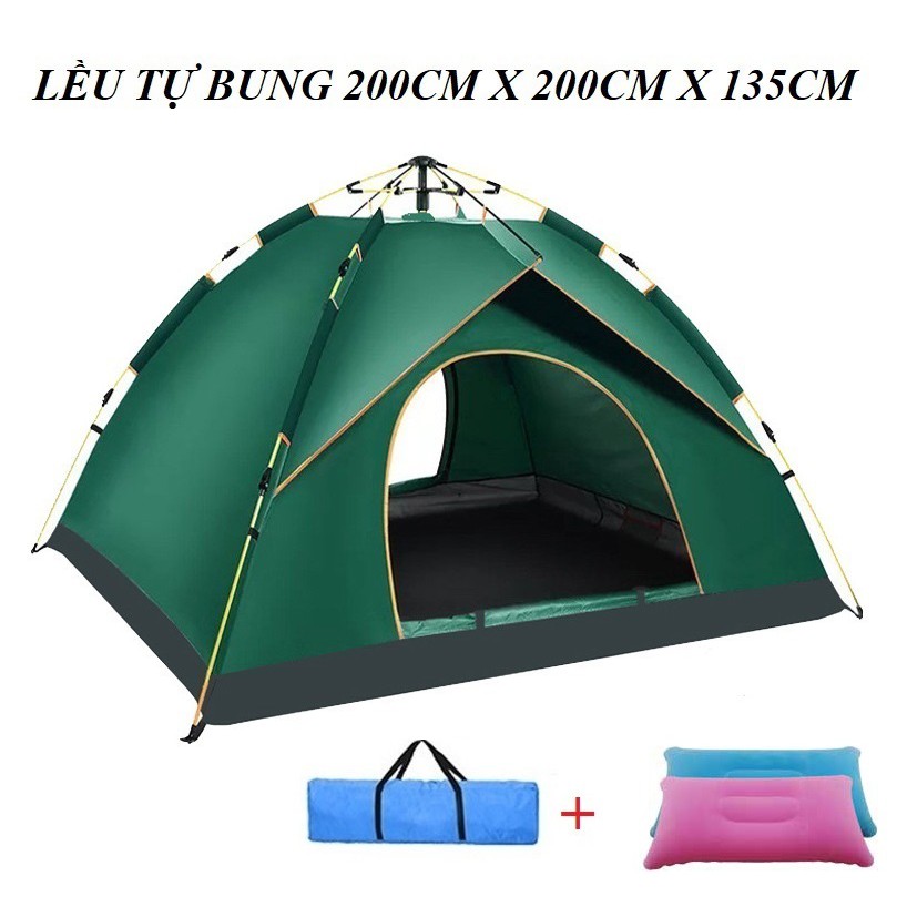 Lều Cắm Trại Lều Dã Ngoại Tự Bung [TẶNG 2 GỐI HƠI ] 4- 5 Người 2 lớp chống nước, chống tia UV, 3 cửa sổ lơn, 1 của chính | BigBuy360 - bigbuy360.vn