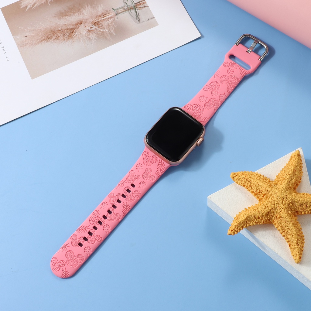 Dây Đeo Đồng Hồ Bằng Silicone Hình Chuột Mickey Hoạt Hình Cho Apple Watch 38mm 40mm 41mm 42mm 44mm 45mm 8 7 6 SE 5 4 3 2 1