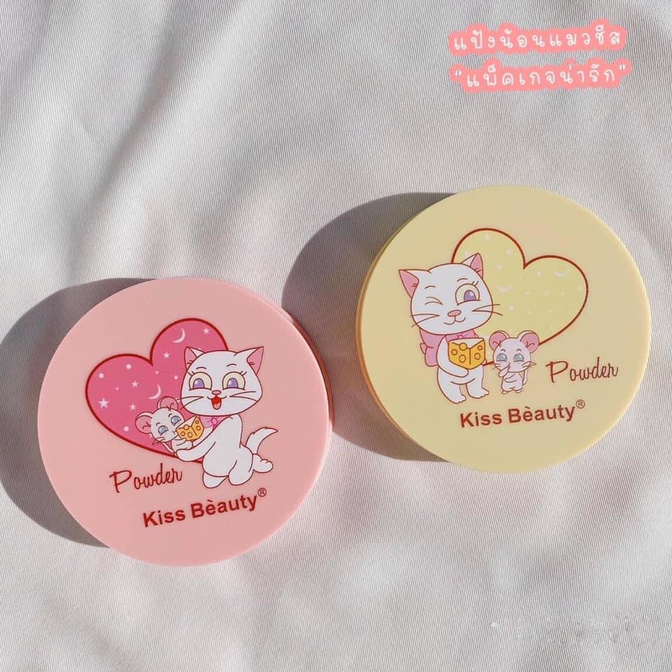 🌈🍓🐈 Phấn Phủ Mèo Phô Mai Powder Kissbeauty Kiềm Dầu, Che Khuyết Điểm, Đi Kèm Bông Phấn Siêu Cute | BigBuy360 - bigbuy360.vn