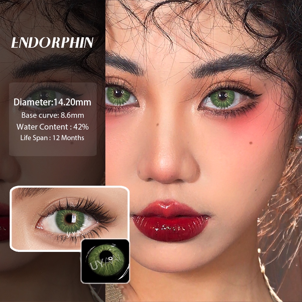 Set 2 kính áp tròng UYAAI màu sắc tự nhiên dùng để trang điểm làm đẹp