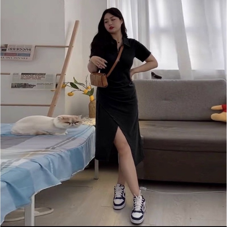 [ Bigsize 55-100kg] Vày nhúm eo dáng dài xẻ tà cực phẩm tôn dáng