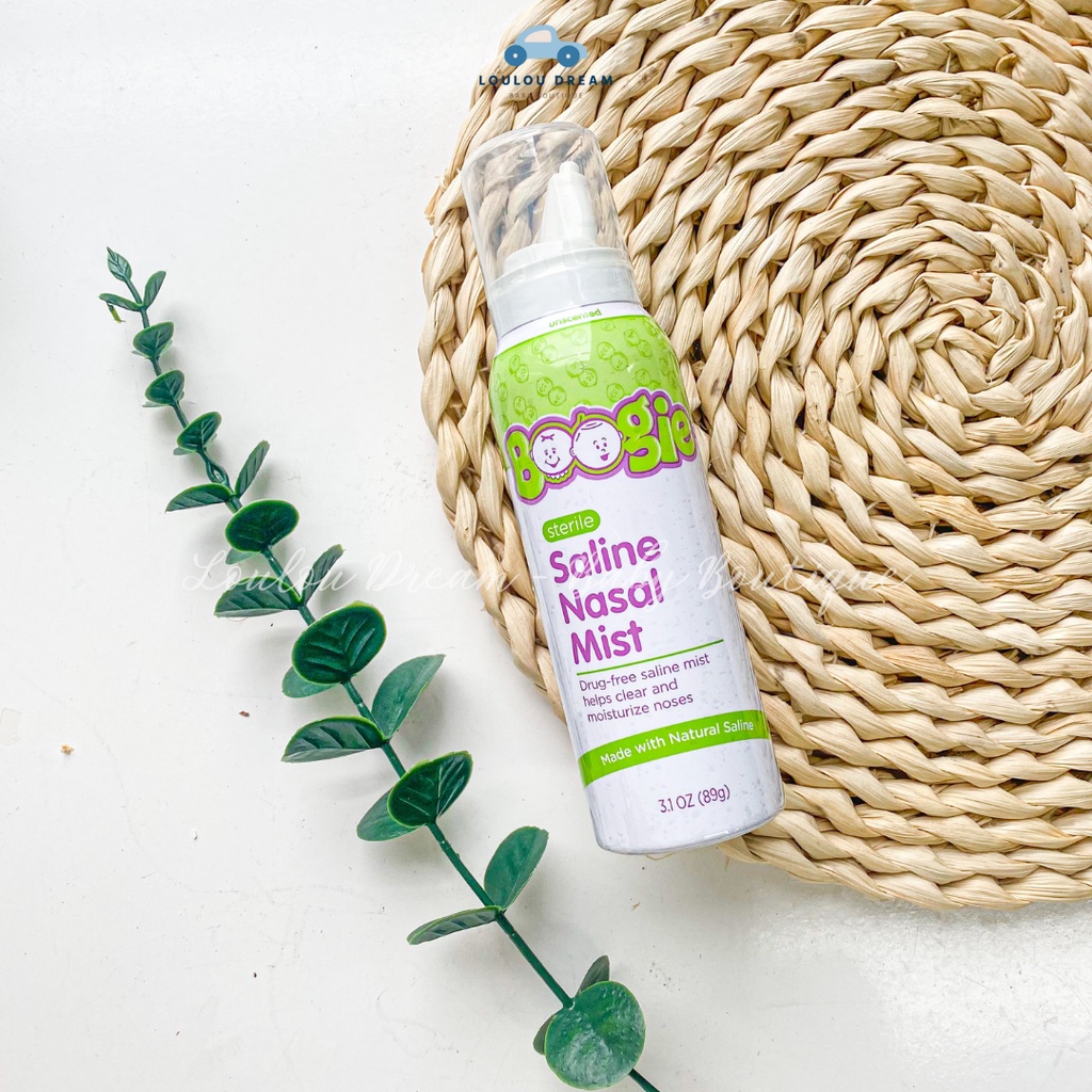 Xịt mũi vô trùng không mùi Boogie Saline Nasal Mist giúp làm sạch và cấp ẩm cho mũi bé 89g [CHÍNH HÃNG MỸ]