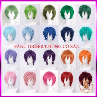[Có sẵn - Order] wig/tóc giả cơ bản nam xù cosplay màu xanh lá xanh dương cam đỏ hồng tím